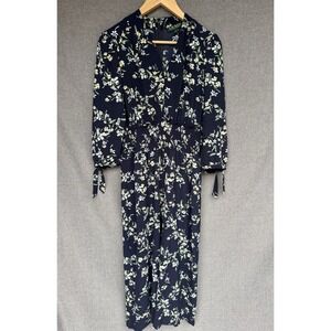 Lauren Ralph Lauren Jumpsuit Sz 4 Navy Blue Floral One Piece